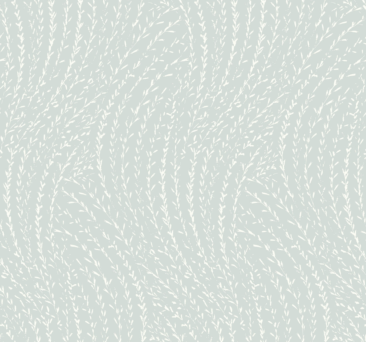 Willow Song Botanical Wallpaper by York Wallcoverings features a light gray design with delicate, wavy lines reminiscent of abstract grass or slender branches, creating a subtle, flowing texture over a muted gray background.