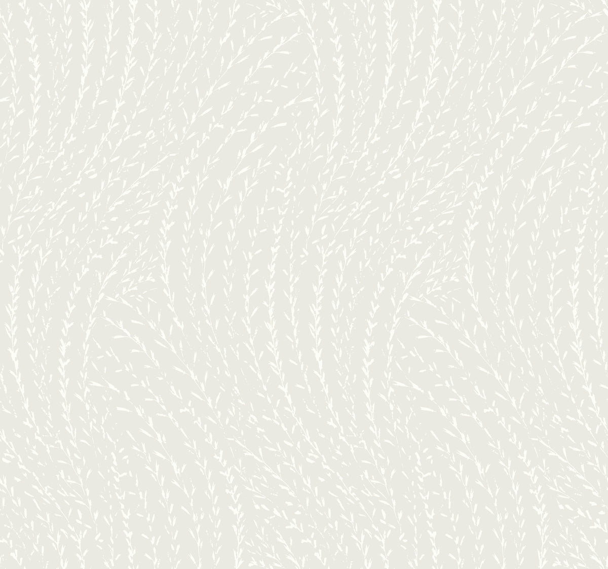 The Willow Song Botanical Wallpaper by York Wallcoverings features a light gray background adorned with a subtle, wavy pattern of thin, curved lines in slightly darker tones, reminiscent of flowing grass or leaves for a gentle, organic texture.