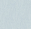 The Willow Song Botanical Wallpaper by York Wallcoverings features a light blue and white seamless pattern of curving, wavy lines that resemble delicate, swaying grass or leaves, creating a soft, flowing, and natural texture.