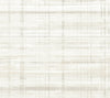 Vanishing Point Striated Wallpaper by York Wallcoverings features a textured background with soft, overlapping horizontal and vertical beige lines on a white surface, creating a subtle, woven or linen-like appearance.