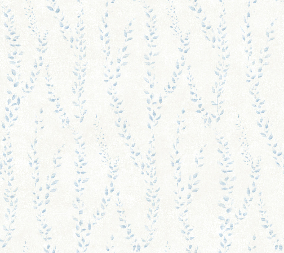 Transform your space with the Alpenrose Vine Wallpaper by York Wallcoverings, featuring a white background adorned with a subtle, repeating pattern of light blue leafy vines flowing in soft, wavy lines for an elegant and minimalist botanical touch.