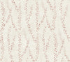 The Alpenrose Vine Wallpaper by York Wallcoverings features a light beige background with a repeating pattern of pinkish-brown leafy vines in a zigzag arrangement, creating a soft, delicate, and organic aesthetic.