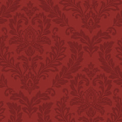 Damask Wallpaper featuring a repeating deep red and dark red damask floral pattern.