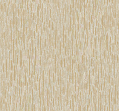 Metallic Cascade Wallpaper by York Wallcoverings features a beige and cream abstract pattern with vertical, irregular streaks reminiscent of paint drips or wood grain, lending a richly textured appearance.