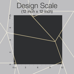 A black 12x12 inch square with subtle line patterns, labeled “Nazca Wallpaper by York Wallcoverings (12 inch x 12 inch)” on a gray background. Rulers with inch markings are displayed along the left and bottom edges.