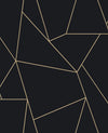 Introducing the Nazca Wallpaper by York Wallcoverings: this modern, minimalist design showcases an abstract geometric pattern featuring irregular polygons outlined in thin beige lines on a dark background. The uneven shapes are randomly arranged, adding a contemporary touch to any space.