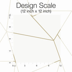 A white, square design scale labeled Nazca Wallpaper by York Wallcoverings (12 inch x 12 inch), featuring inch markings along the left and bottom edges and beige geometric lines crossing the background.