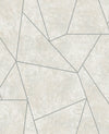 Nazca Wallpaper by York Wallcoverings features an abstract geometric design with irregular, overlapping polygons outlined in fine gray lines over a textured, light beige background, creating a distinctive mosaic or tiled effect.