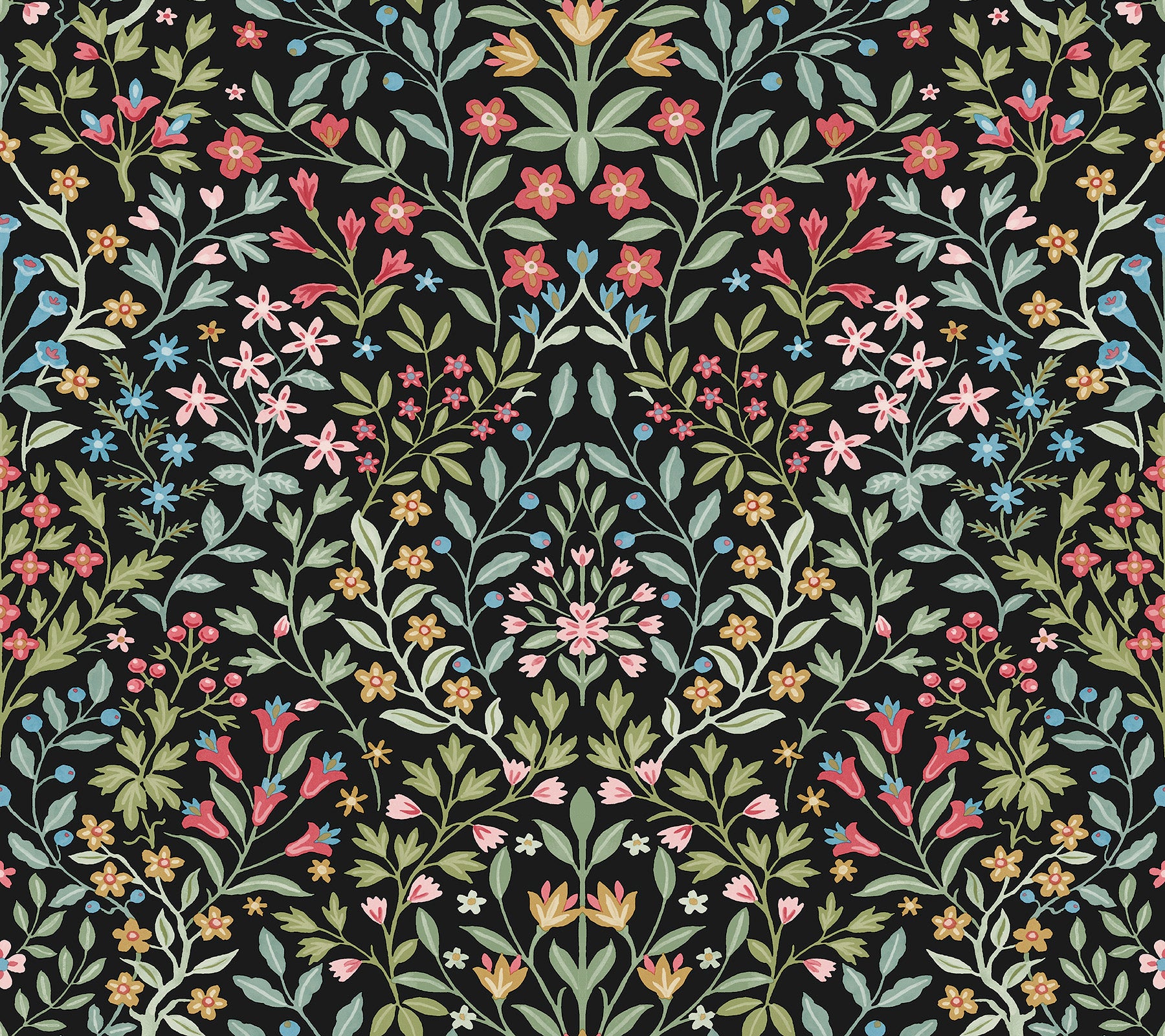 Garden Terrace Wallpaper Wallpaper York Double Roll Black/Multi 