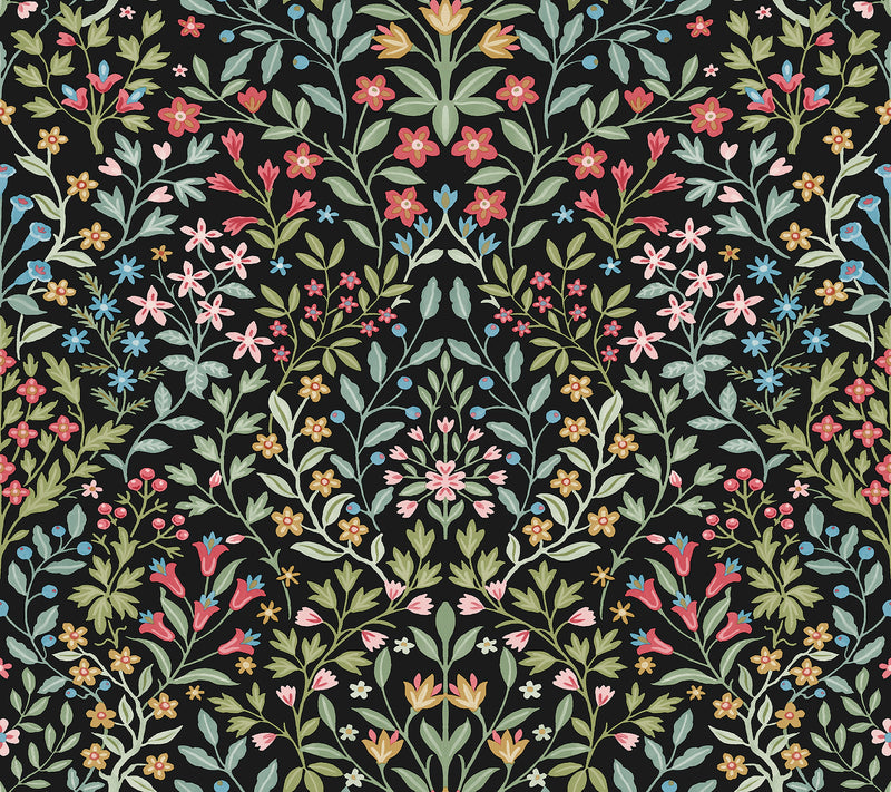 Garden Terrace Wallpaper Wallpaper York Double Roll Black/Multi 