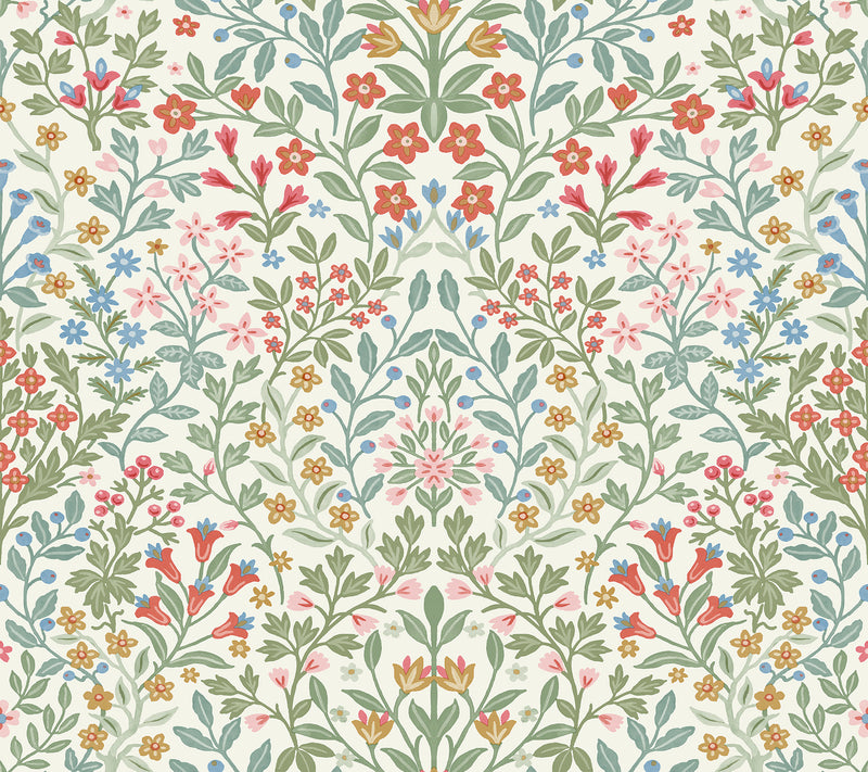 Garden Terrace Wallpaper Wallpaper York Double Roll White/Multi 