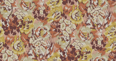 Introducing the Flower Pot Wallpaper by York Wallcoverings, featuring an abstract floral tapestry design in warm shades of yellow, orange, cream, and brown. Painterly brushstroke textures lend a vintage, decorative fabric look to this stunning wallpaper.