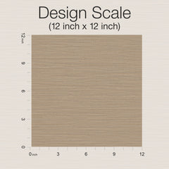 A tan square textured sample of Cannete Wallpaper by York Wallcoverings is shown with rulers along the top and left sides, marked from 0 to 12 inches. Text above reads: Design Scale (12 inch x 12 inch).