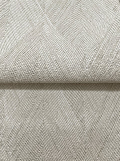 Magnolia Home Challenger wallpaper featuring a textured beige chevron pattern.