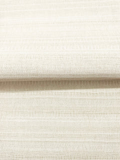 Magnolia Home In The Details Wallpaper in off-white with a subtle, textured horizontal weave pattern, shown partially folded.