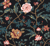 Courtyard Botanical Wallpaper Wallpaper Ronald Redding Double Roll Scarlet 