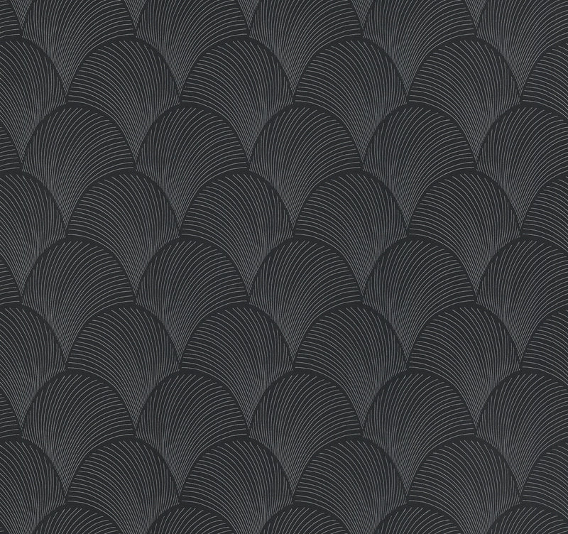 Metallic Scallop Wallpaper Wallpaper Candice Olson Double Roll Black 