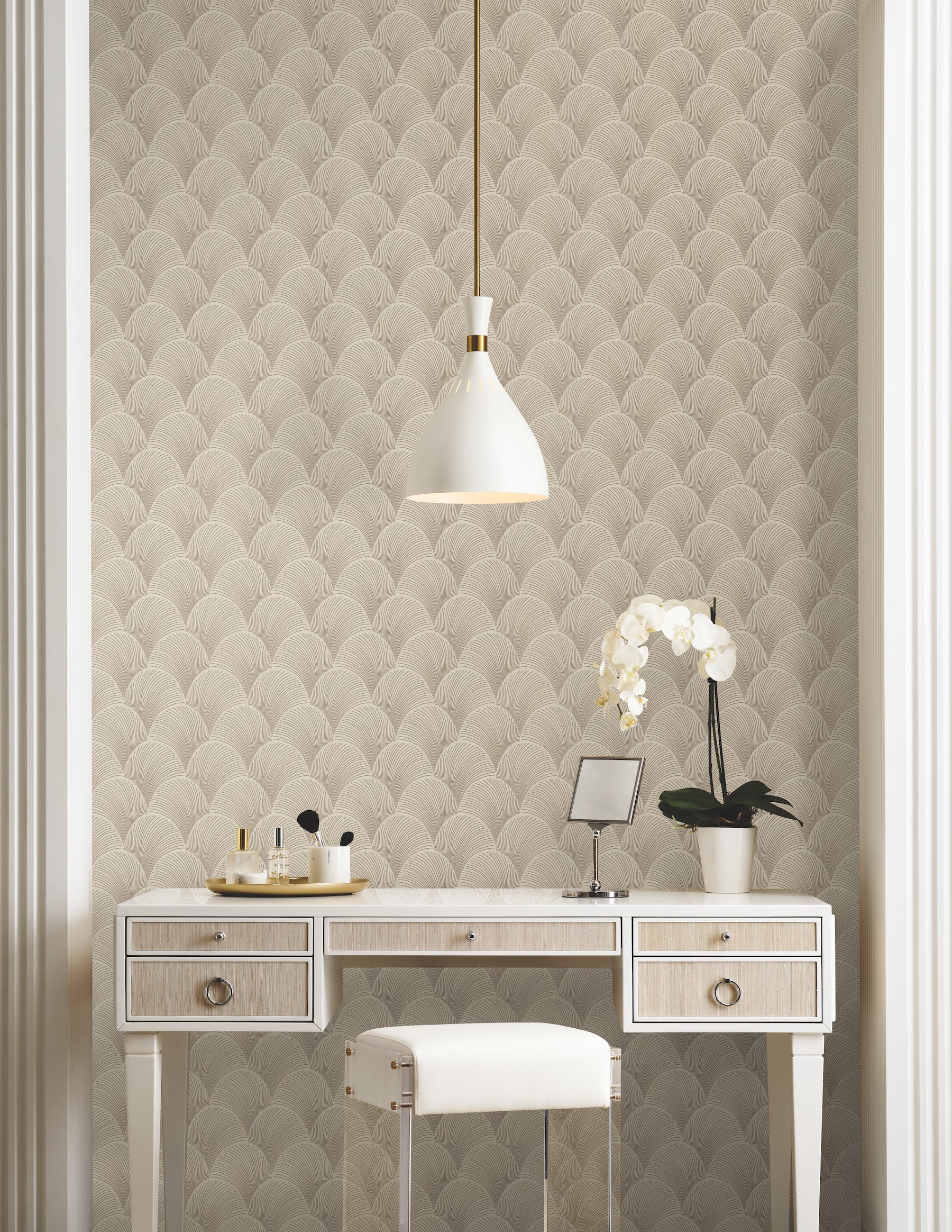 Metallic Scallop Wallpaper Wallpaper Candice Olson   