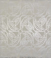 Cartouche Wallpaper featuring a repeating geometric pattern of silver lines forming stylized leaf and circular shapes on a neutral background.