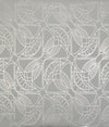 Cartouche Wallpaper featuring a repeating geometric pattern of white interlocking curved lines and stylized leaf shapes on a gray background.