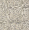 Squareburst Wallpaper by York Wallcoverings features a symmetrical, abstract design with a textured, radiating starburst pattern in shades of beige and gray.