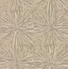 Squareburst Wallpaper by York Wallcoverings features a beige and brown abstract pattern with radial lines forming starburst shapes, arranged in a seamless grid. The organic texture resembles wood grain or marbled paper.