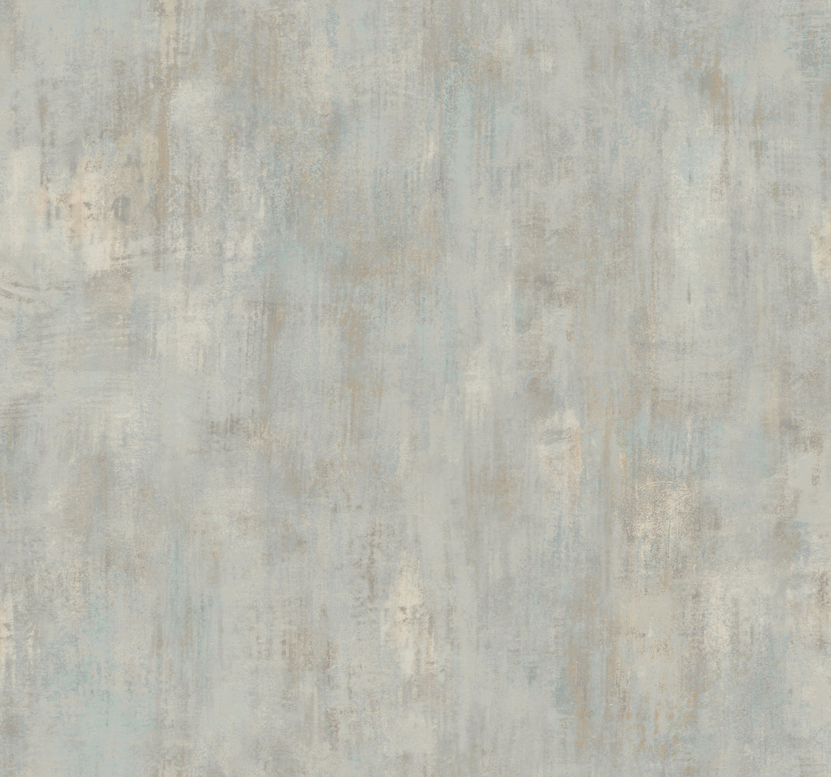 Conrete Patina Wallpaper by York Wallcoverings features a textured surface in light blue, gray, and beige tones, mimicking a weathered or painted plaster wall with a soft, mottled look.