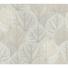 Candice Olson Leaf Concerto Wallpaper featuring a pattern of overlapping, neutral-toned skeletonized leaves with visible veins.