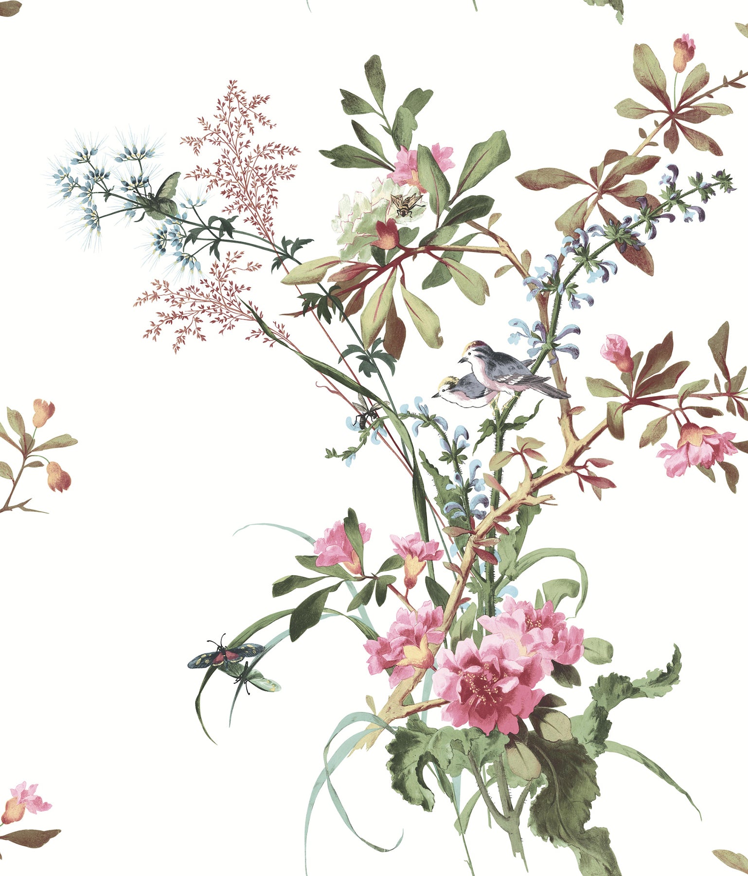 Wild Flowers Premium Peel + Stick Wallpaper Peel and Stick Wallpaper York Roll Rose 