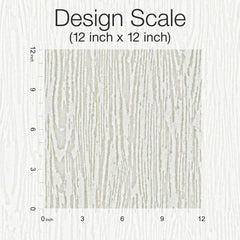 Ronald Redding Heartwood Wallpaper swatch with a light wood grain pattern, shown next to a 12-inch by 12-inch scale ruler.