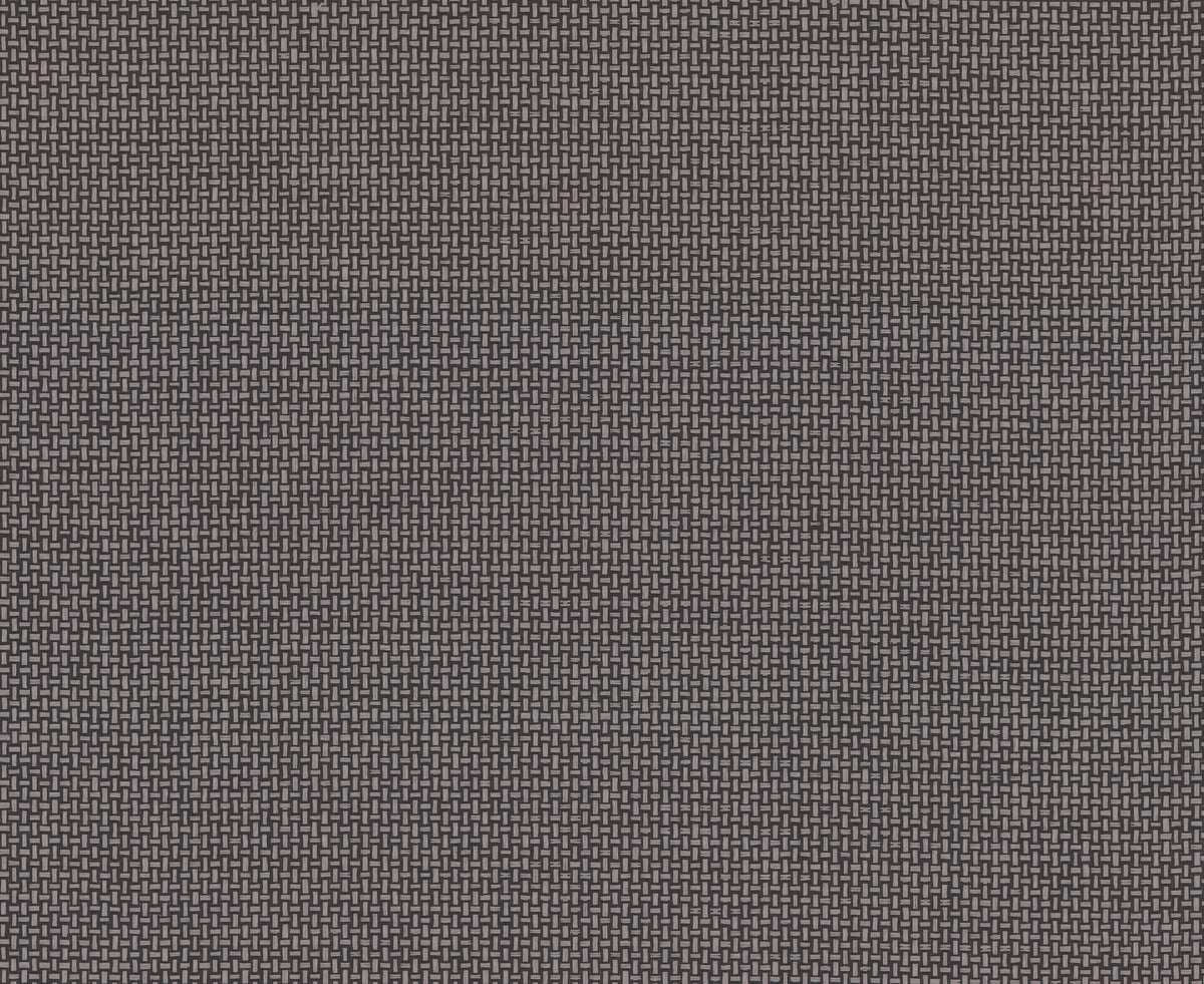 A close-up of the Cottage Basket Wallpaper by York Wallcoverings, featuring a woven pattern with tightly interlaced black and gray threads that create a textured, grid-like appearance.