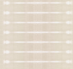 Resound Wallpaper by York Wallcoverings features a beige and white abstract pattern with horizontal lines and subtle symmetrical reflections, creating a soft, textured, and repetitive design reminiscent of fabric or blinds.