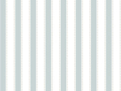 Vertical blue and white stripes alternate across the Tilford Awning Stripe Wallpaper by York Wallcoverings. The white stripes feature a subtle dotted pattern, while the blue stripes are solid and evenly spaced throughout.