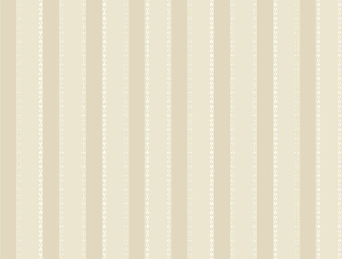 The Tilford Awning Stripe Wallpaper by York Wallcoverings features beige and cream vertical stripes accented with a subtle floral pattern overlay, offering a classic and elegant design.
