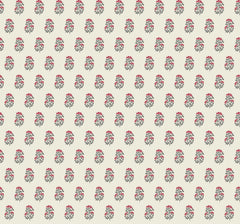 Sylvie Floral Wallpaper by York Wallcoverings features a repeating pattern of small red floral bouquets with green leaves set against a beige background. The flowers are evenly spaced to create a uniform and symmetrical design.