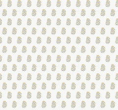 The Sylvie Floral Wallpaper by York Wallcoverings features a repeating pattern of small, stylized yellow and gray floral motifs, evenly arranged in rows and columns on a light beige background.