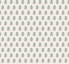 The Sylvie Floral Wallpaper by York Wallcoverings features blue and beige floral motifs in a repeating grid pattern set against a light cream background.