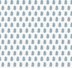 The Sylvie Floral Wallpaper by York Wallcoverings features a repeating blue floral motif arranged in neat rows and columns on a light background, creating an evenly spaced, intricate flower pattern.