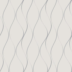 Introducing the Wavy Stripe Wallpaper from York Wallcoverings, featuring a seamless pattern of thin, wavy, vertical gray lines on a white background for a flowing, abstract, and minimalist aesthetic.