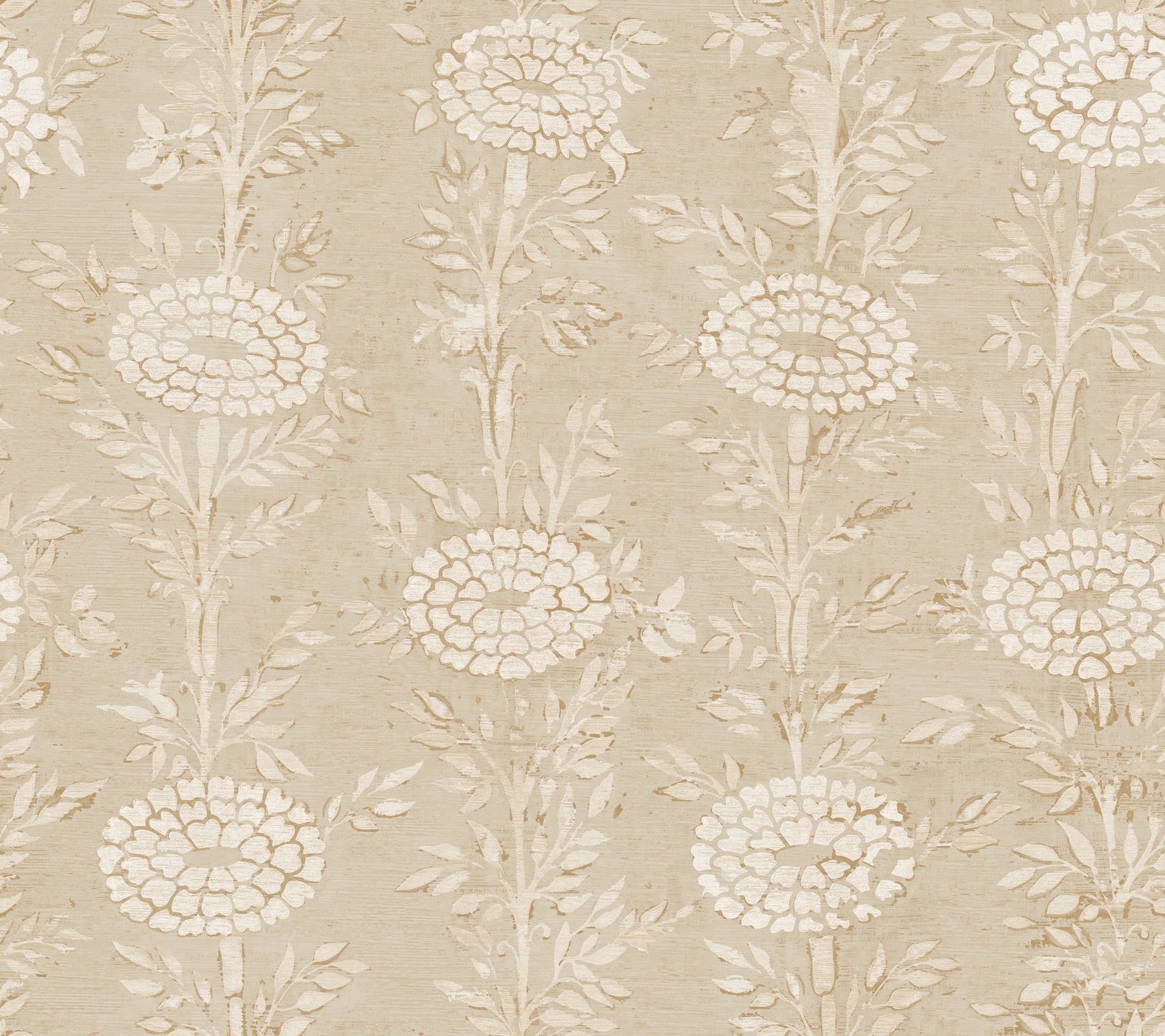 French Marigold Wallpaper Wallpaper Ronald Redding Roll Taupe & Gold