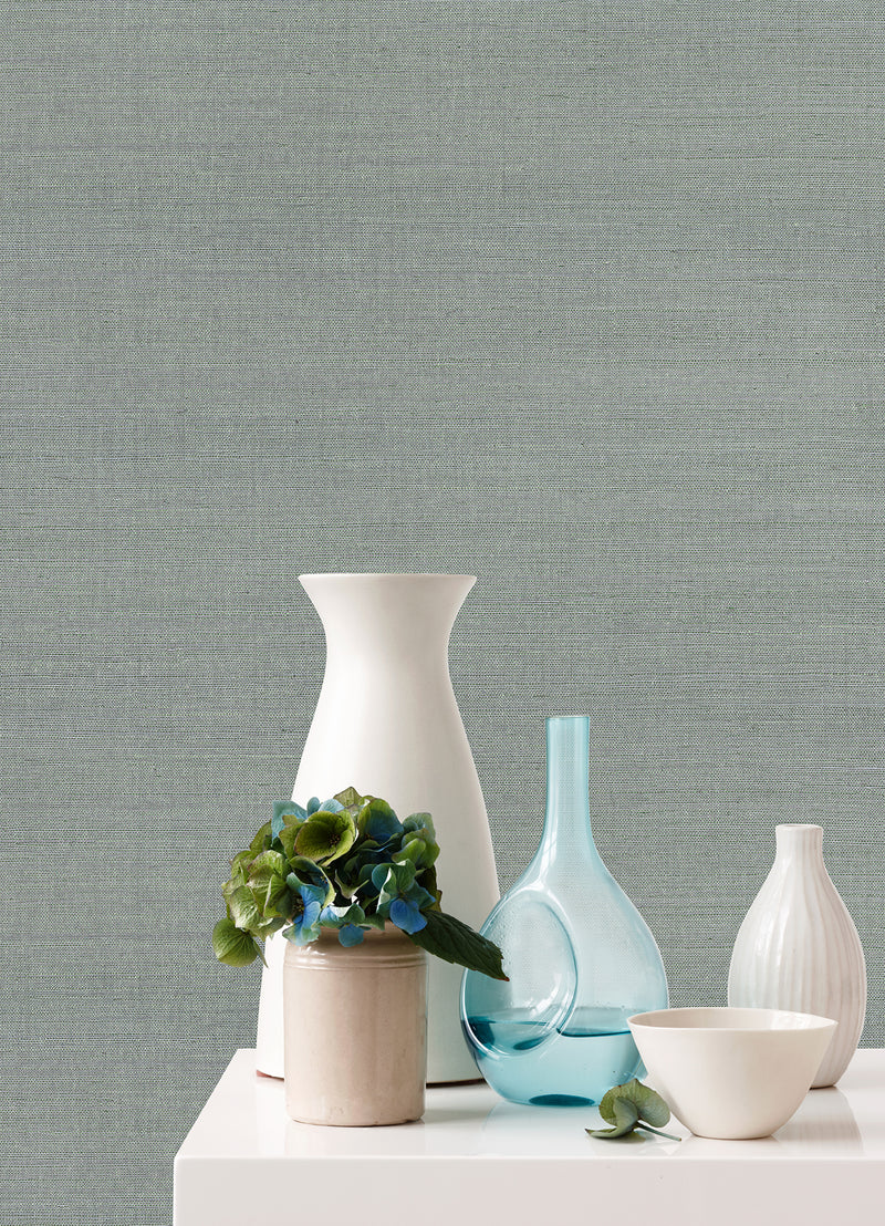 Zhejiang Aquamarine Grasscloth Wallpaper Wallpaper A-Street Prints   