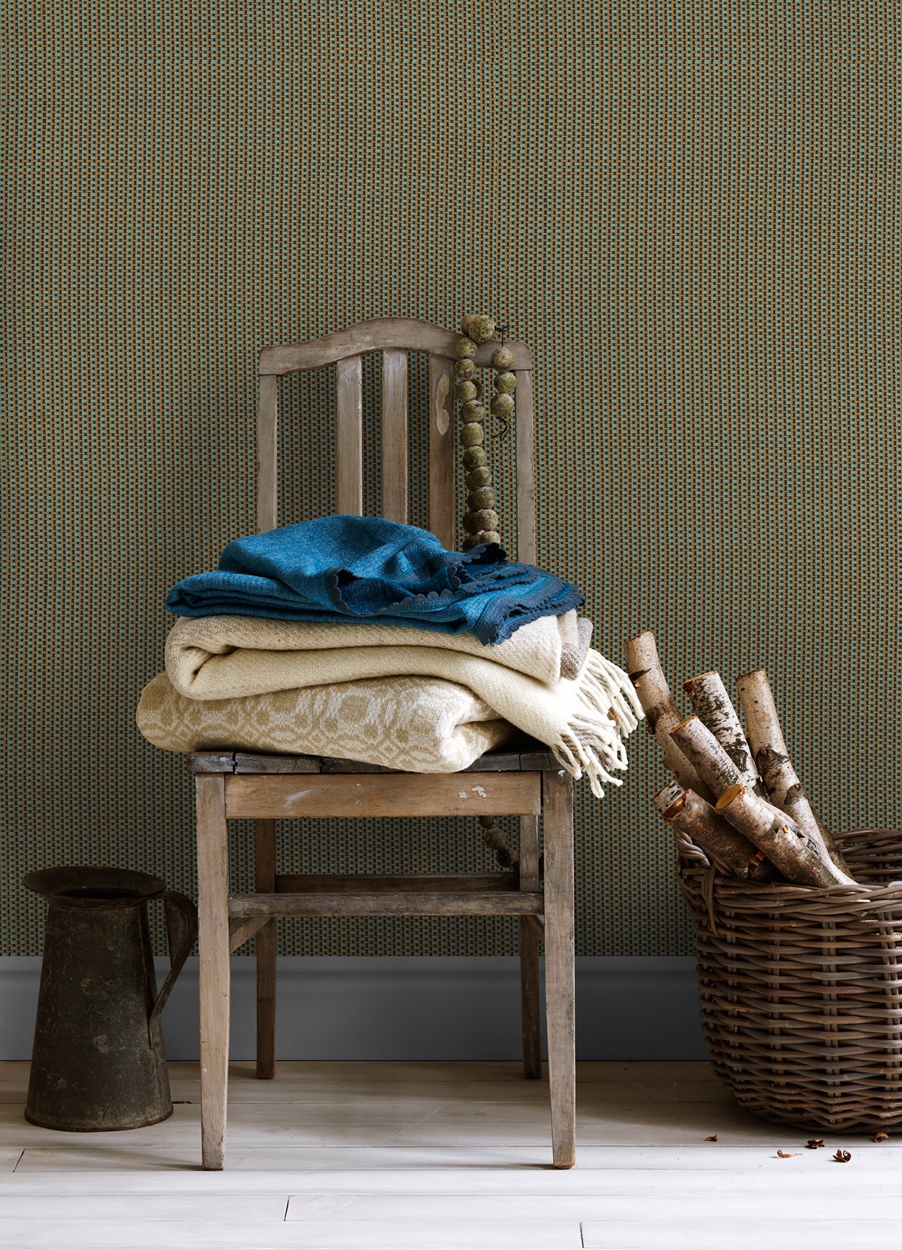 Ruolan Aqua Woven Wallpaper Wallpaper A-Street Prints   