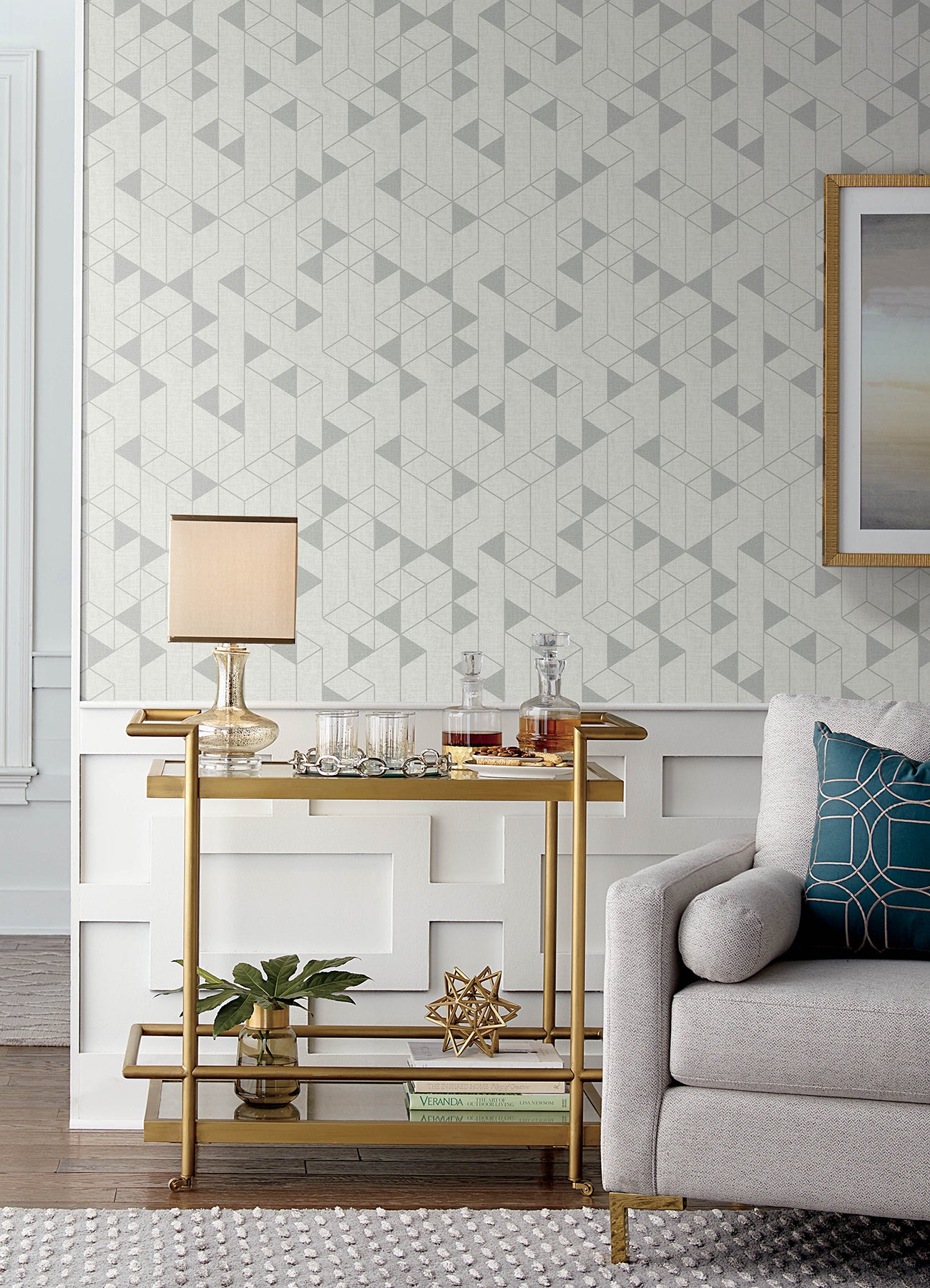 Fairbank Champagne Linen Geometric Wallpaper by Scott Living Wallpaper A-Street Prints   