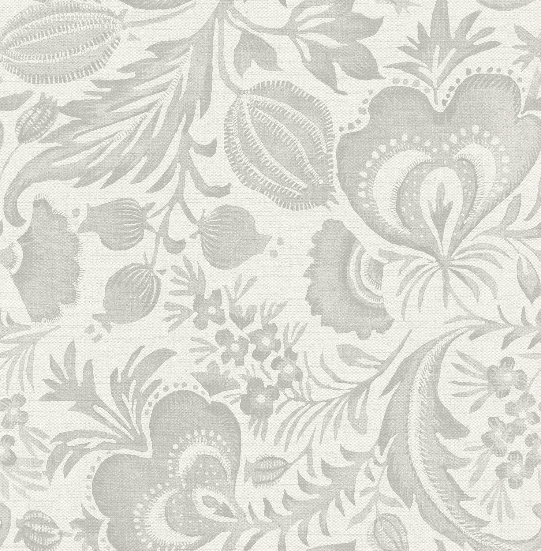 Culver Grey Jacobean Wallpaper by Scott Living Wallpaper A-Street Prints Double Roll Grey 