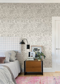 Culver Grey Jacobean Wallpaper by Scott Living Wallpaper A-Street Prints   