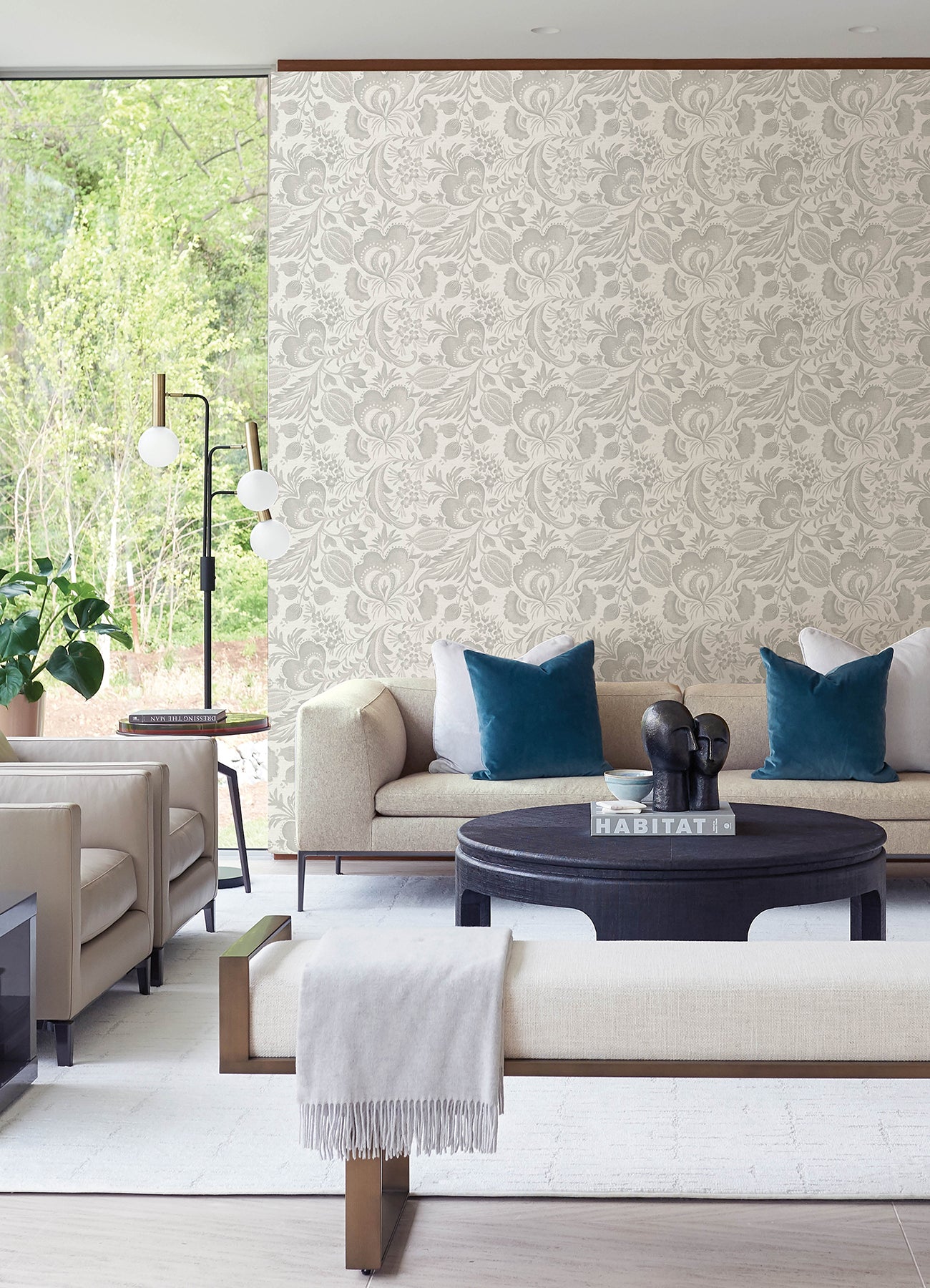 Culver Grey Jacobean Wallpaper by Scott Living Wallpaper A-Street Prints   