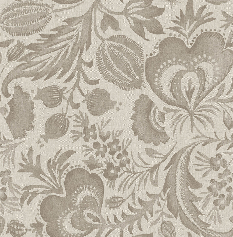 Culver Grey Jacobean Wallpaper by Scott Living Wallpaper A-Street Prints Double Roll Light Brown 