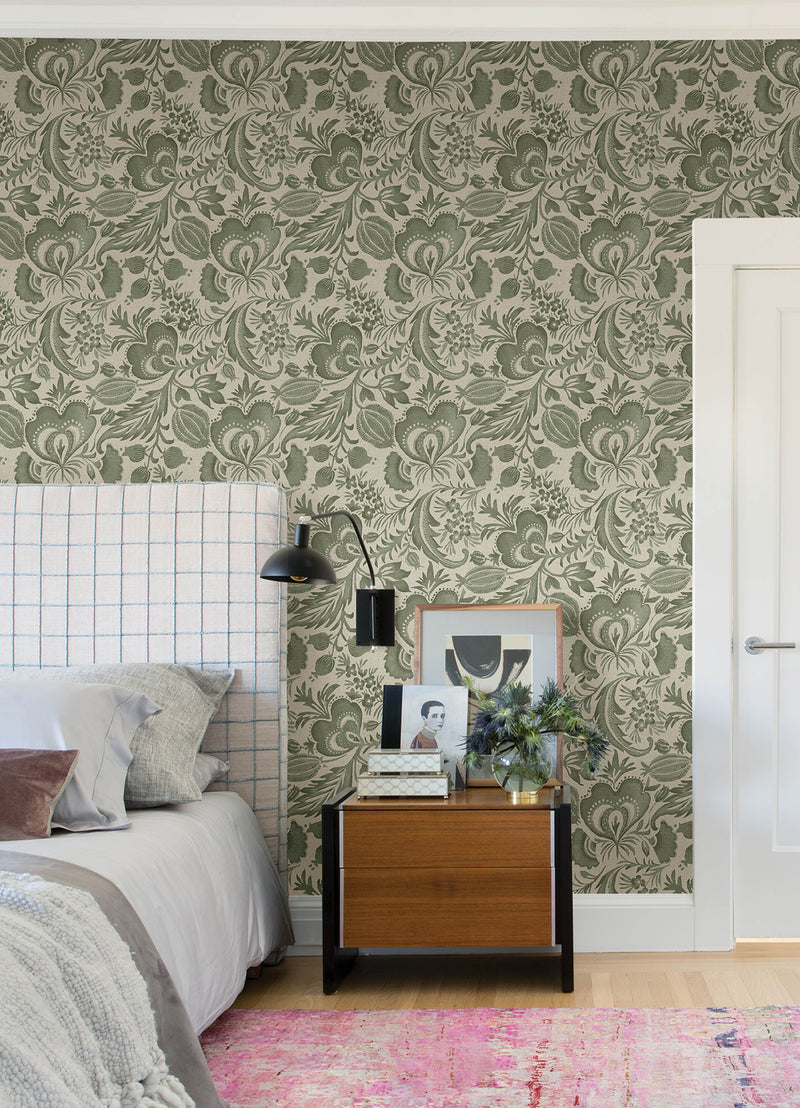 Culver Grey Jacobean Wallpaper by Scott Living Wallpaper A-Street Prints   