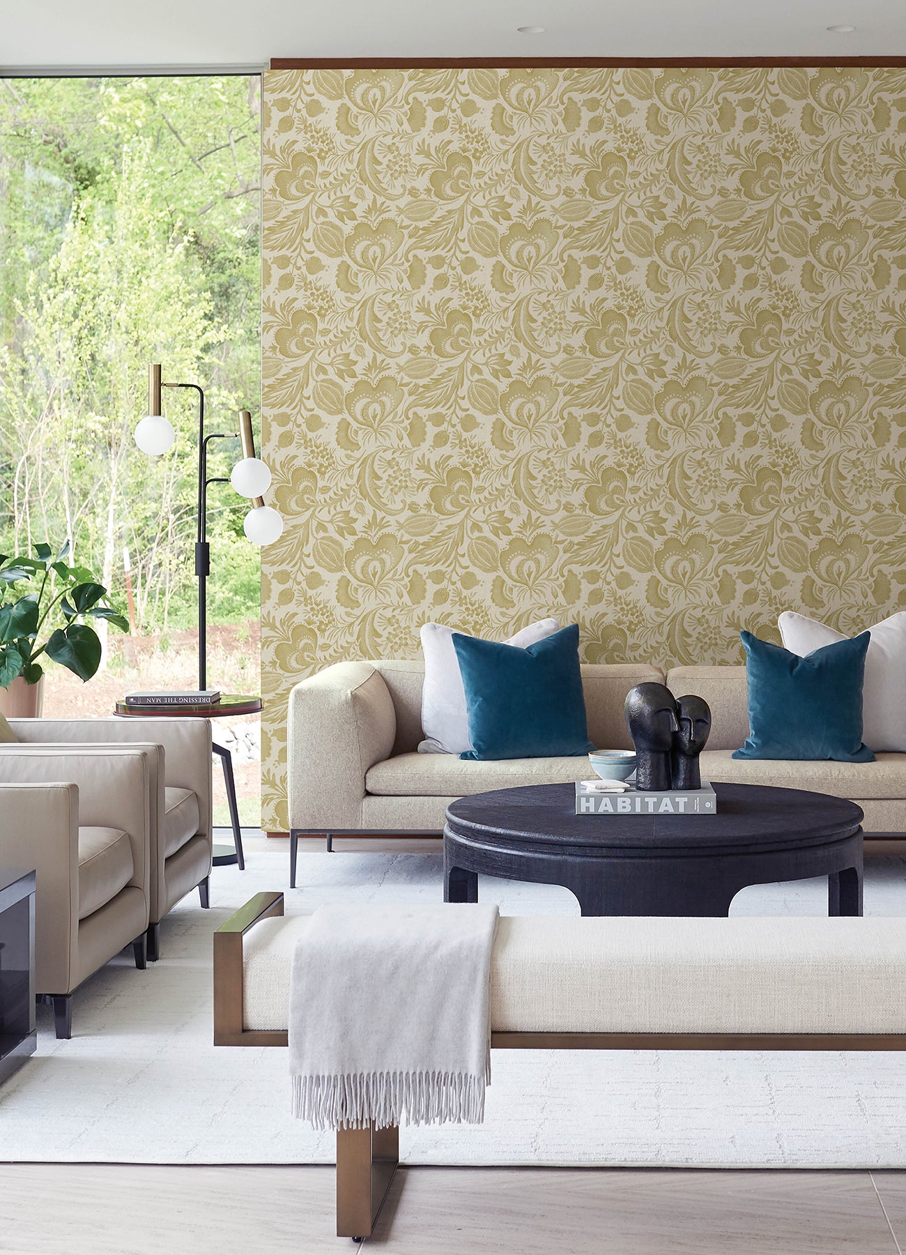 Culver Grey Jacobean Wallpaper by Scott Living Wallpaper A-Street Prints   