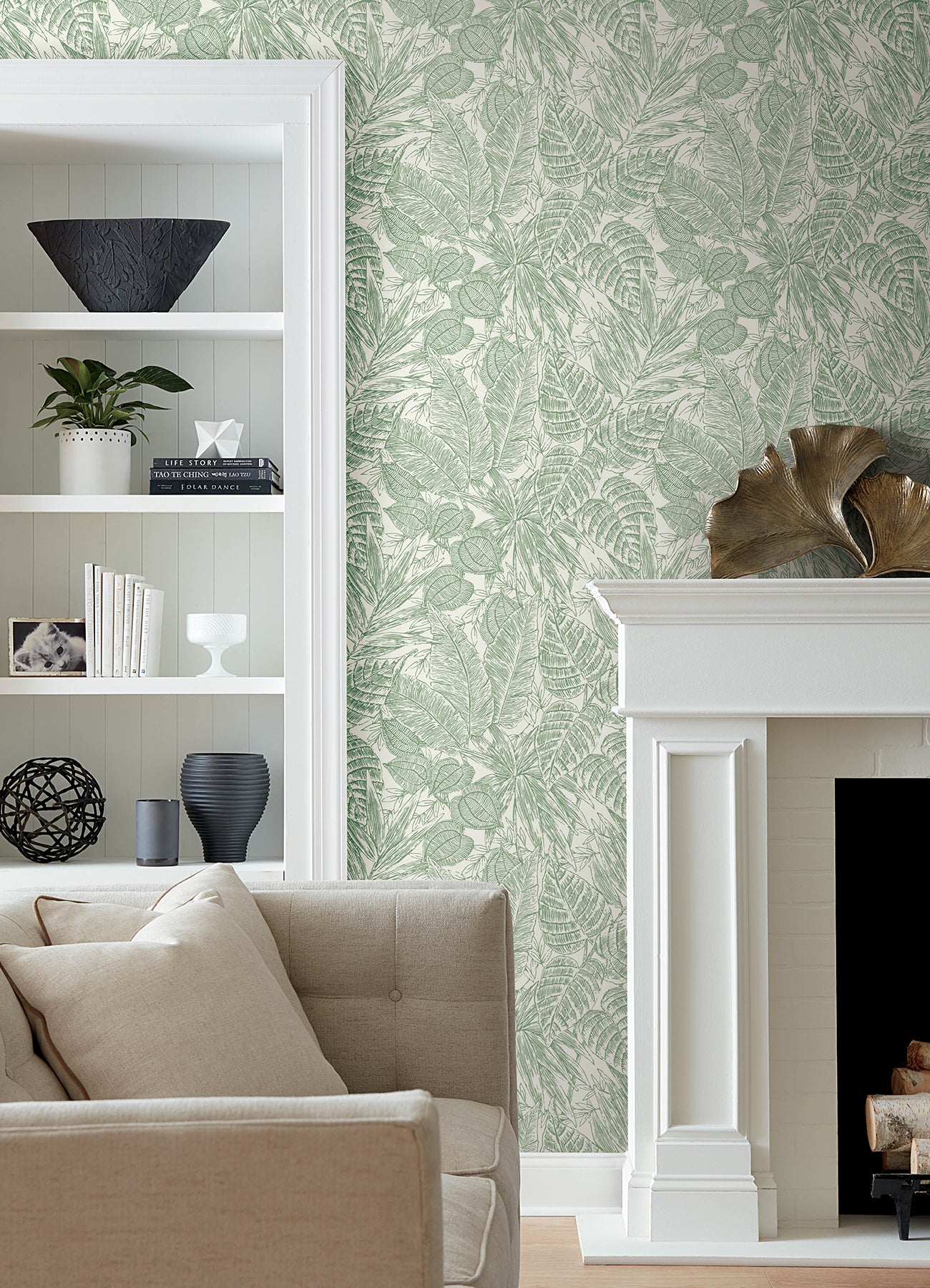 Brentwood Black Palm Leaves Wallpaper by Scott Living Wallpaper A-Street Prints   